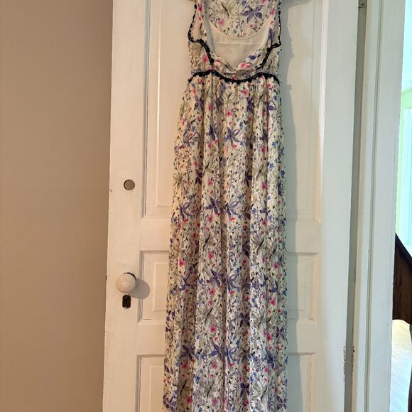 Free People Maxi Dress Women Size 0 Cherry Blossom Open Back Spring Garden - Picture 3 of 8